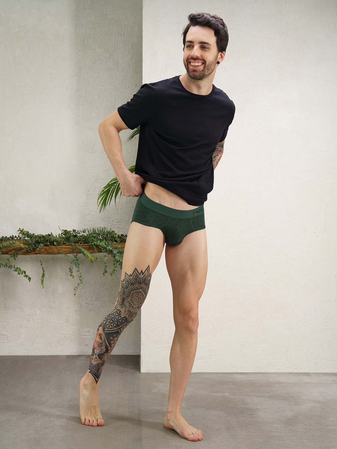 Deo-Soft Briefs Printed - Darted Green