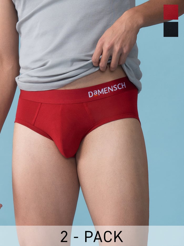 Value-Deal Deo-Soft Briefs Complete Black, Tango Red