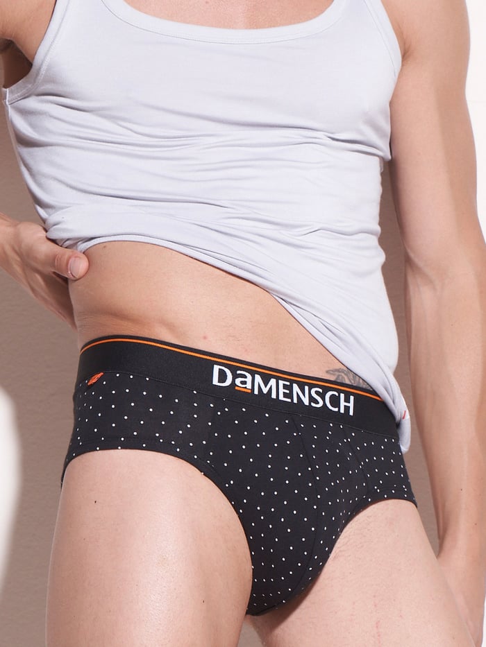 Deo-Cotton Brief- Black Space Dot