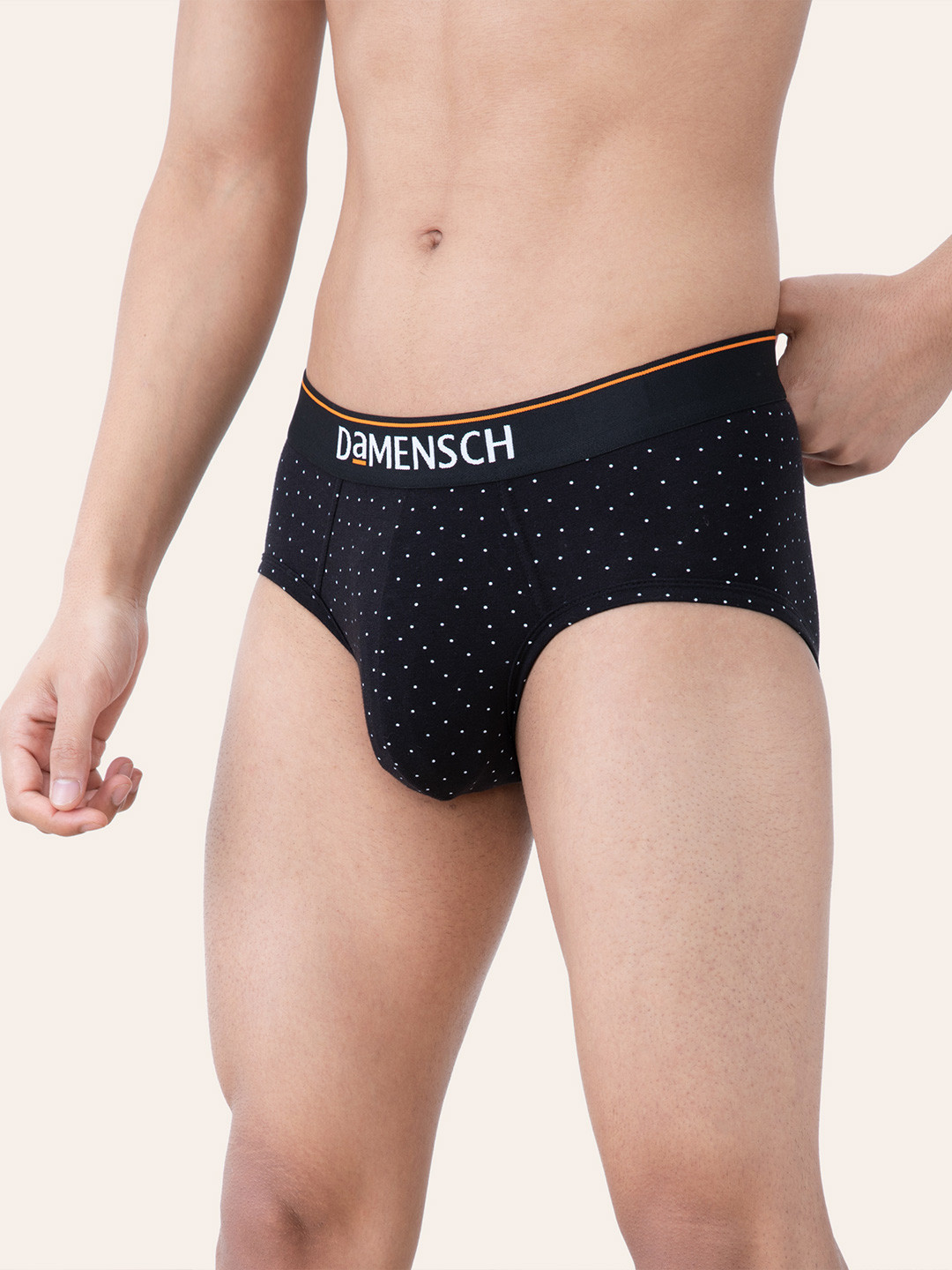 Deo-Cotton Brief- Black Space Dot