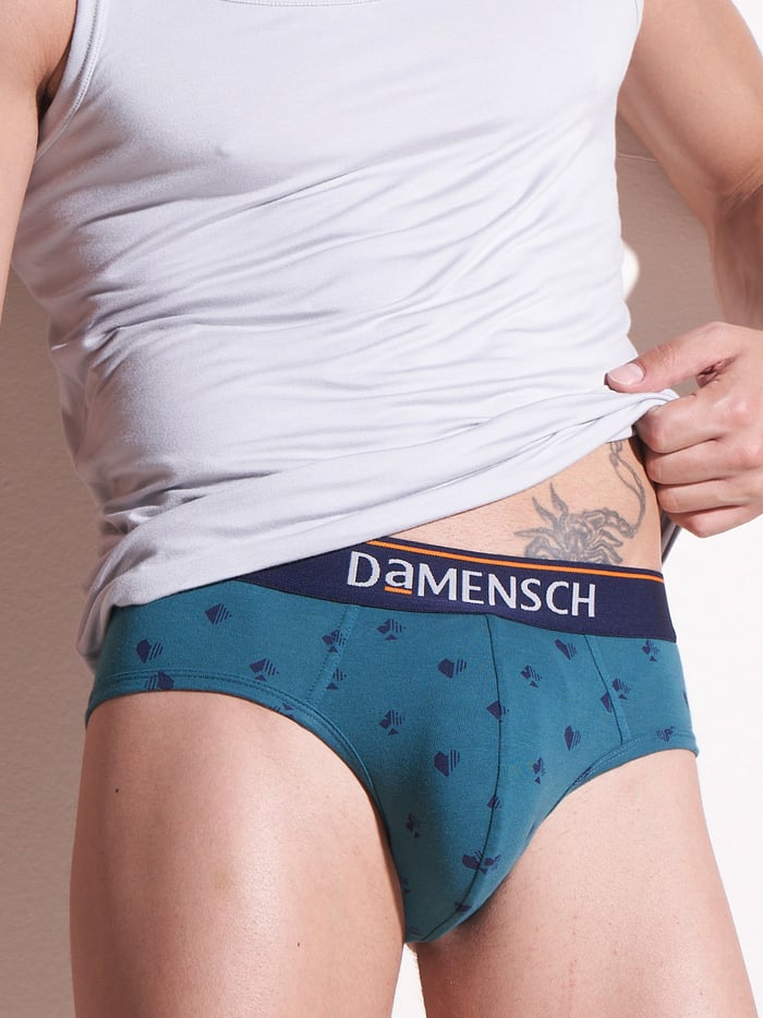 Deo-Cotton Brief- Check & Mate Teal