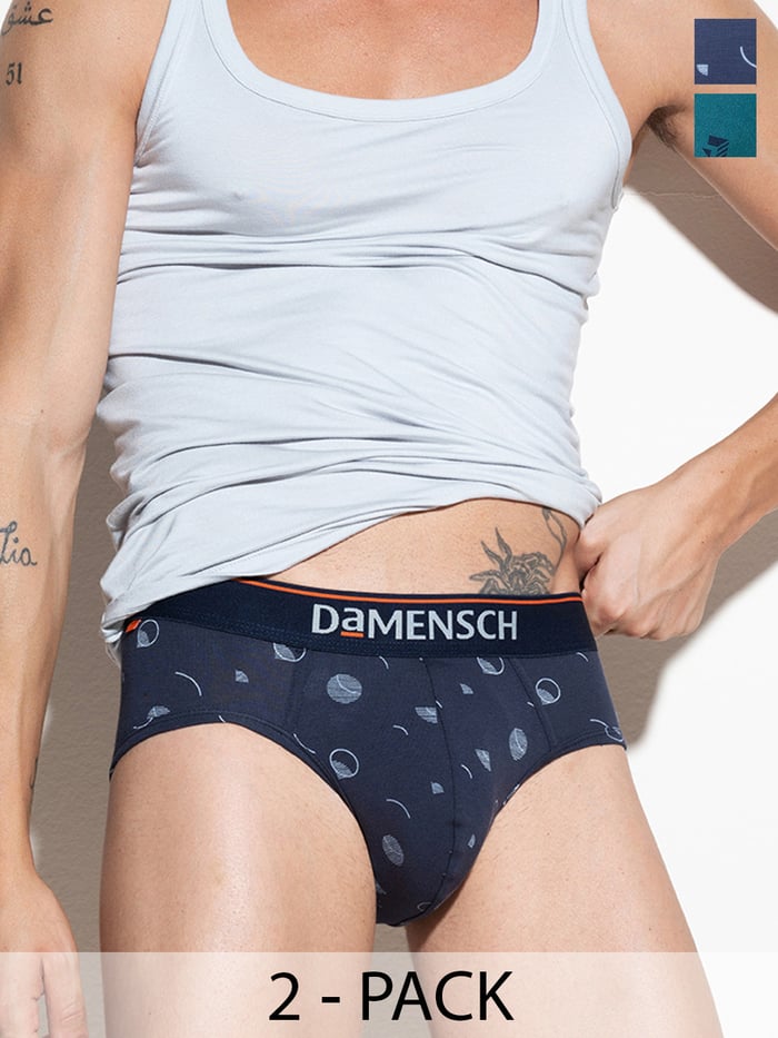 Value Deal Deo-Cotton Briefs- Blue Buzz, Check & Mate Teal