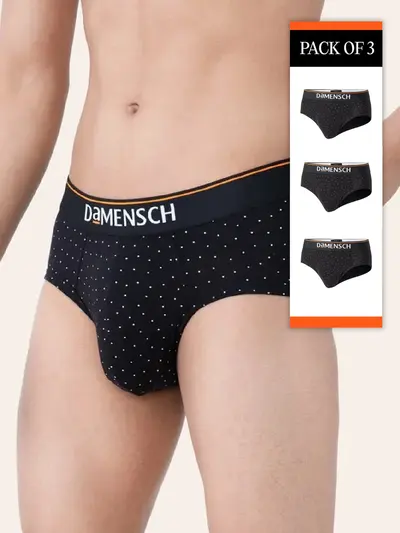 Deo-Cotton Brief Black Space dot