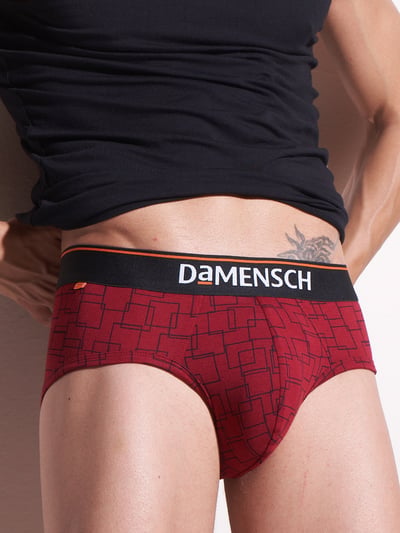 Deo-Cotton Brief- Wine Grid Game