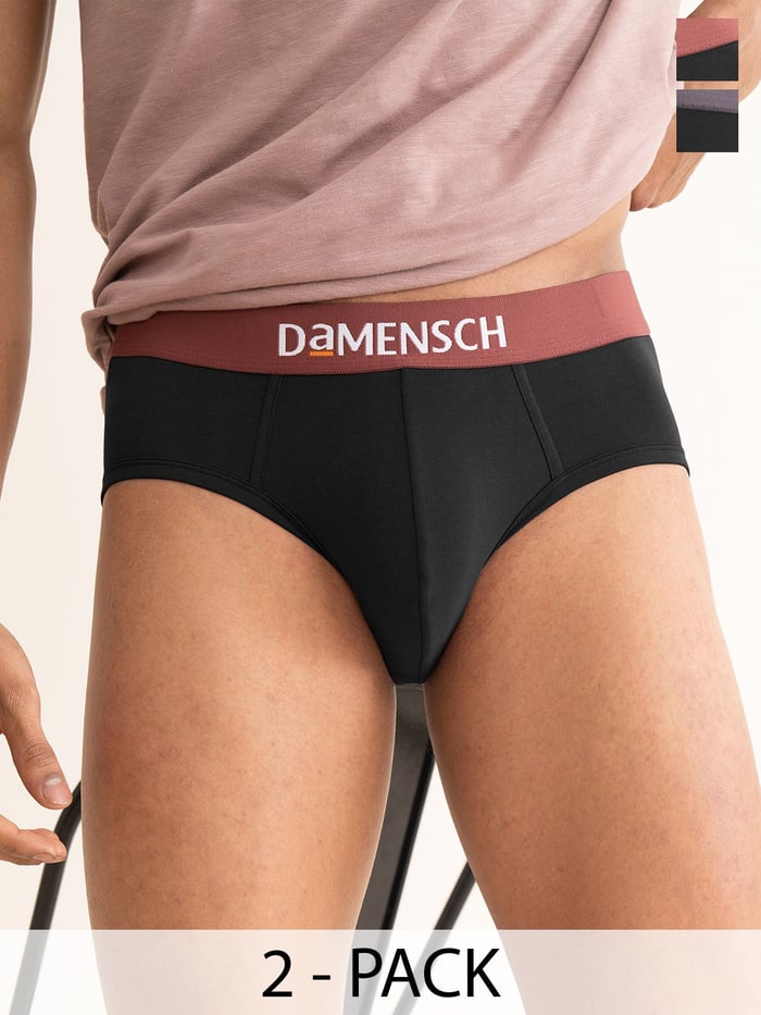 Value Deal Deo-Cotton Briefs- Brick Black, Hazy Black