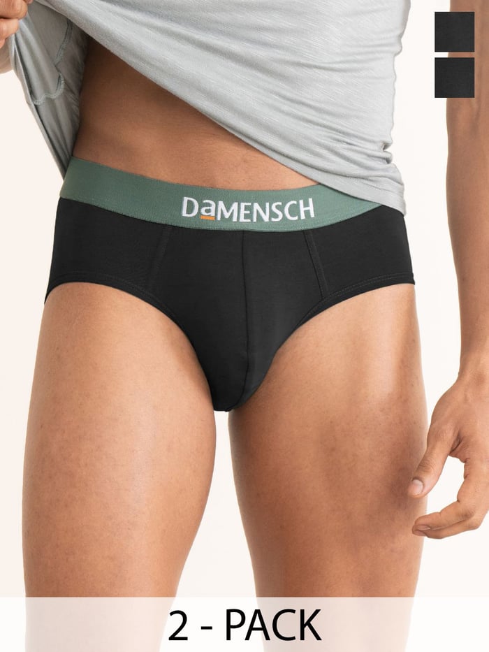 Value Deal Deo-Cotton Briefs- Ivy Black, Brick Black