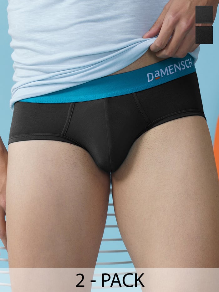 Value-Deal Deo-Soft Briefs - Moss Black, Ocean Black