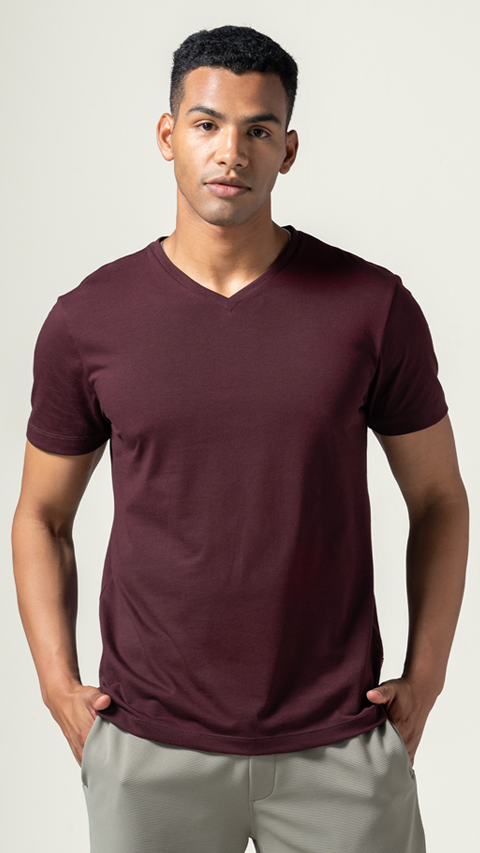 Plain maroon t shirt v neck best sale