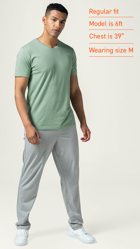 Buy Men Ultra Light V-Neck Tshirt Misty Green | DaMENSCH