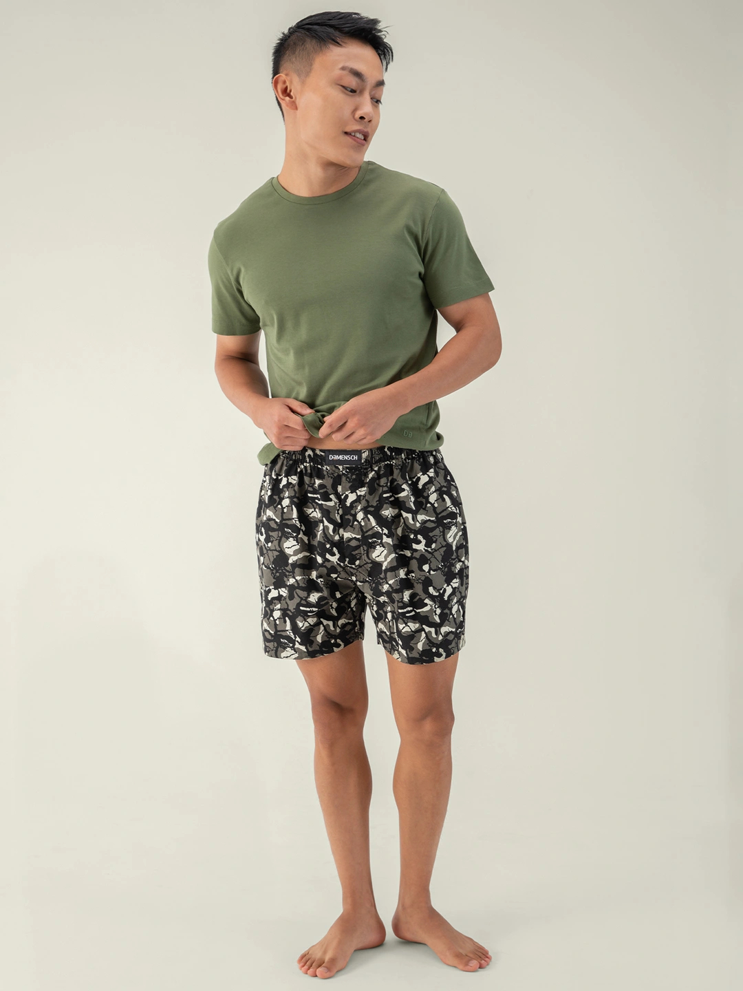 Buy Mens Ultra Light Boxer Shorts Camo Grey | DaMENSCH