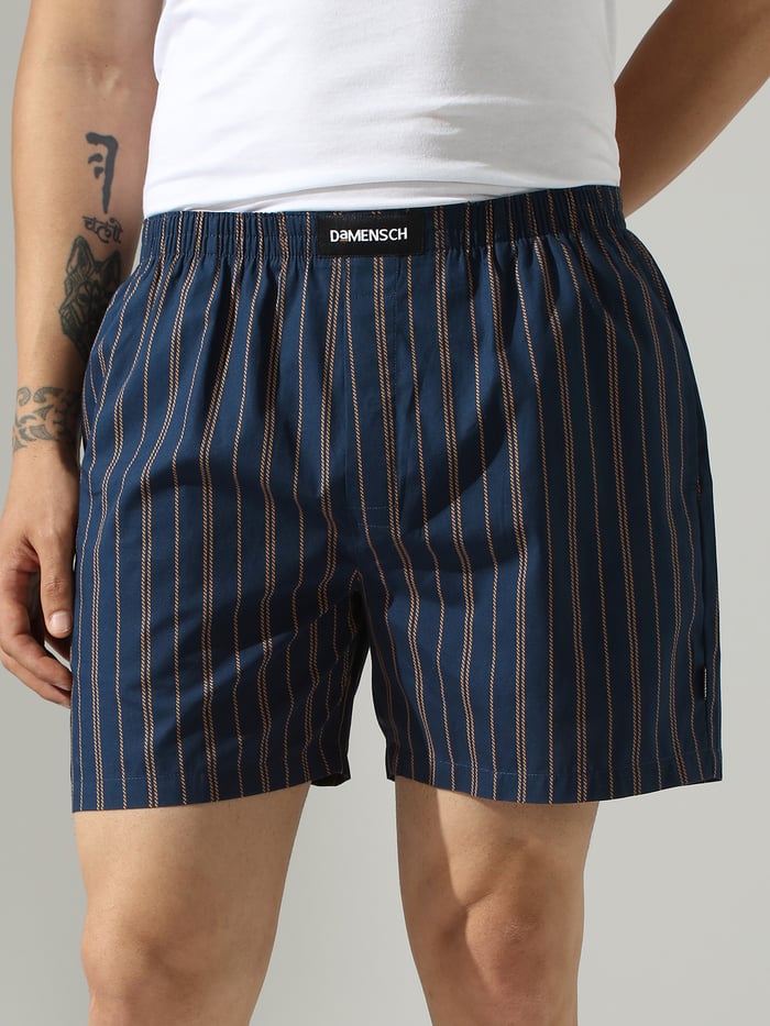 BREEEZE Ultra-light Boxer Shorts Striped Blue