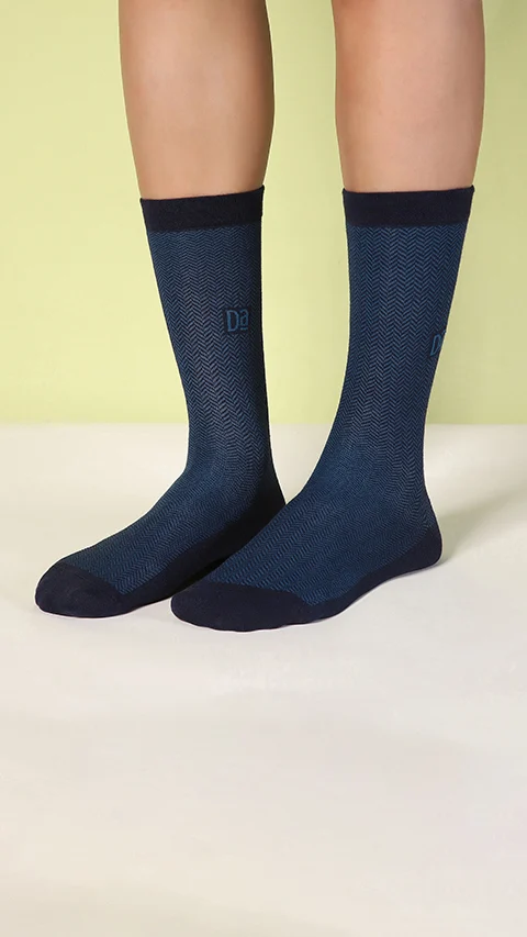 Aloe-Soft Calf Length Non-Terry Socks- Zig-Zag Maroon, Zig-Zag Blue