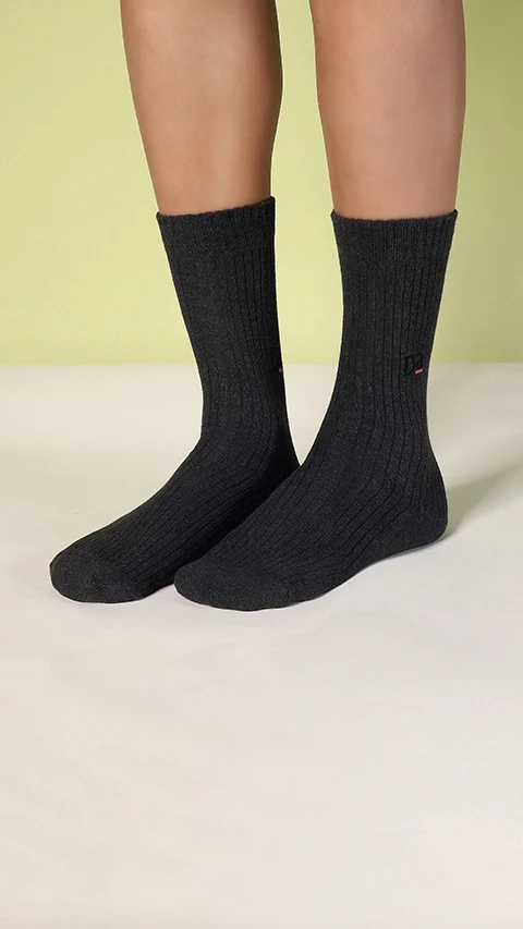 Aloe-Soft Calf Length Terry Socks- Bold Grey, Shy Grey
