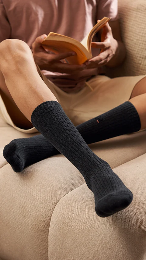 Aloe-Soft Calf Length Socks (Terry) Bold Grey