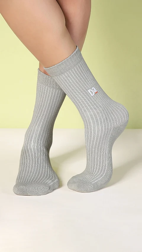 Aloe-Soft Calf Length Terry Socks- Bold Grey, Shy Grey