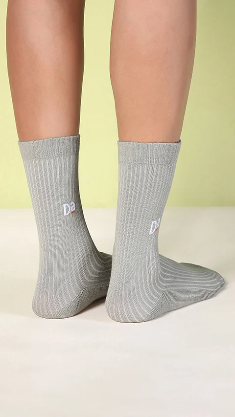 Aloe-Soft Calf Length Terry Socks- Bold Grey, Shy Grey