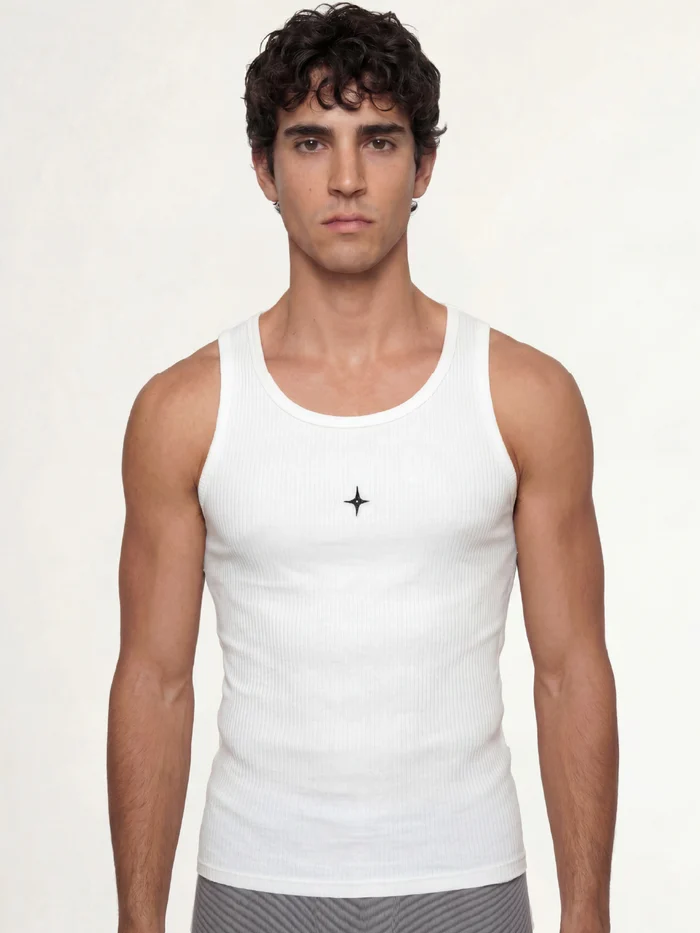 Motif Ribbed Tank Top Wink White S