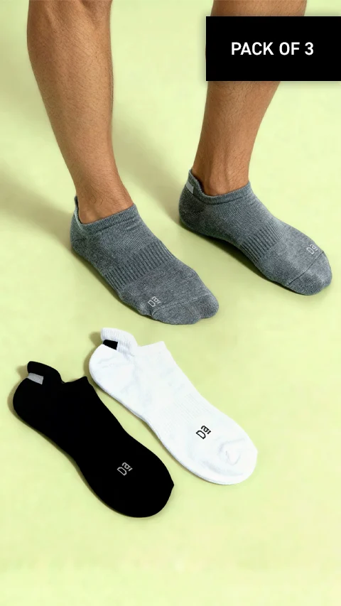 Aloe-Soft Below Ankle Socks Strike White, Silver Grey, Blade Black