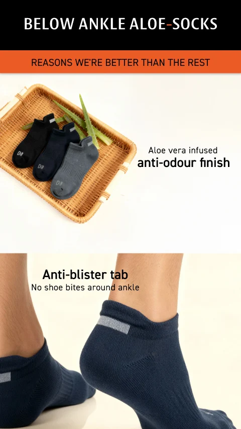 Aloe-Soft Below Ankle Socks Strike White, Silver Grey, Blade Black