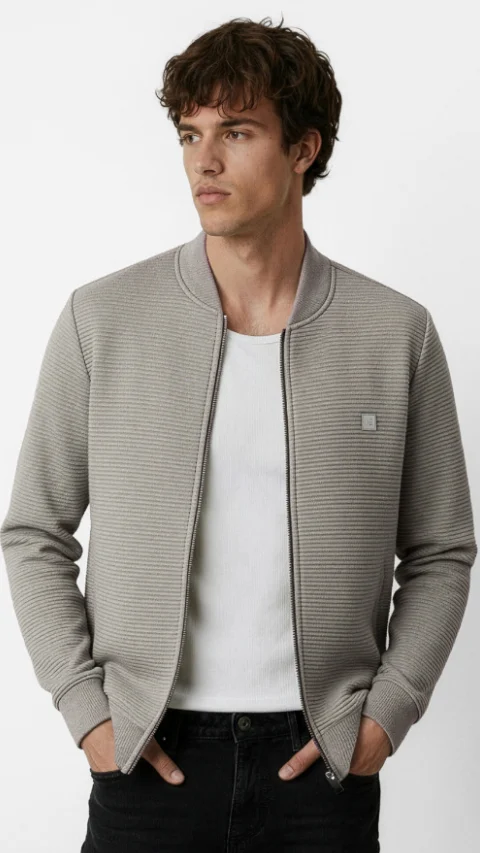 ReNEWd Ottoman Bomber Jacket Cookie Beige