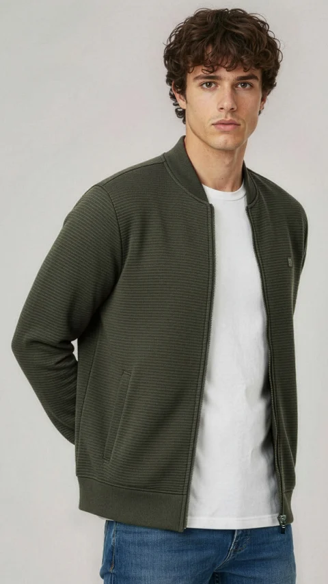 ReNEWd Ottoman Bomber Jacket Jungle Green