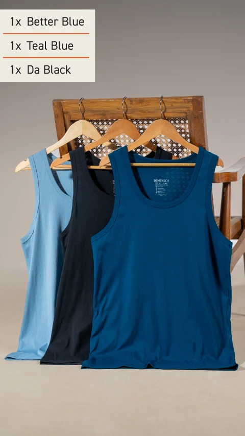 Long Weekender Cotton Vests Box-D (Pack of 3)