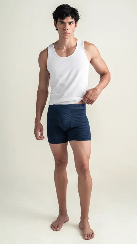 Deo-Soft Supima Boxer Briefs Core Print Abstract Comet Blue