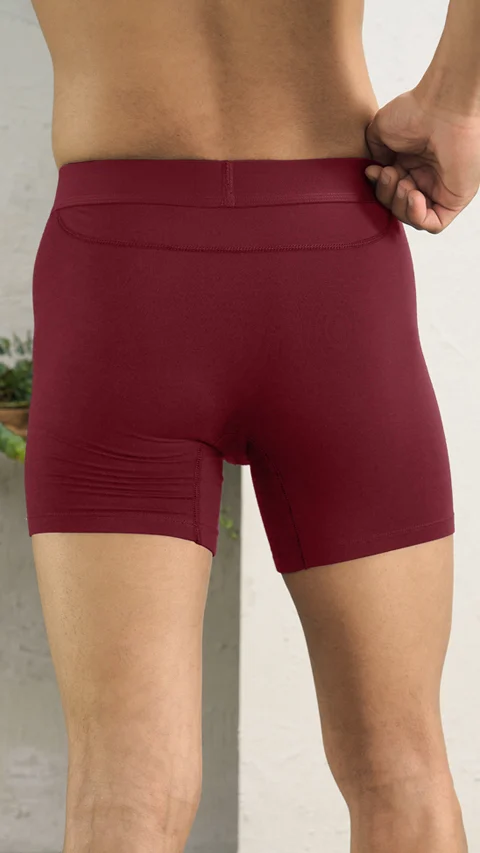 Deo-Soft Boxer Briefs Navy Knots  Solid Ruby Red