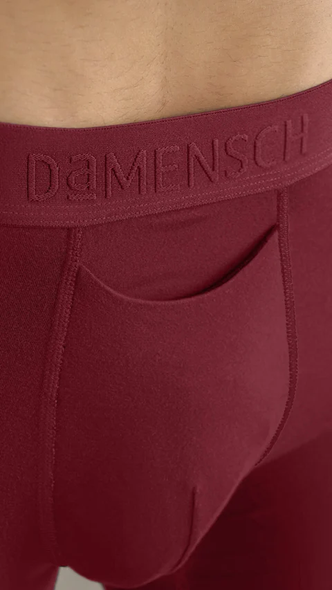 Deo-Soft Boxer Briefs Navy Knots  Solid Ruby Red