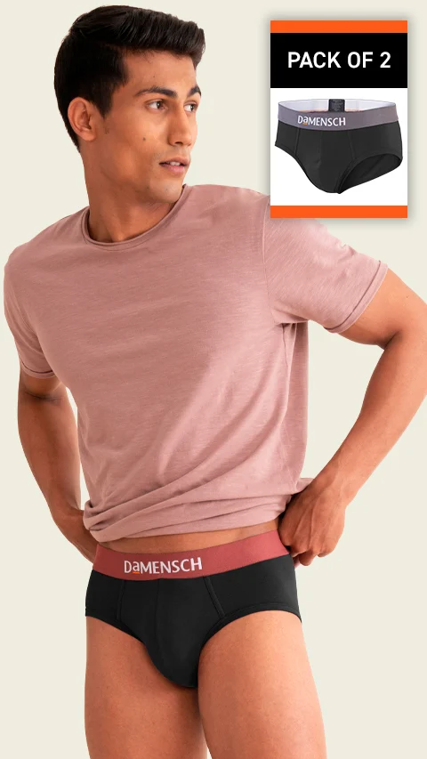 Value Deal Deo-Cotton Briefs- Brick Black, Hazy Black