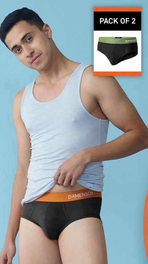Value-Deal Deo-Soft Briefs- Flame Black, Moss Black