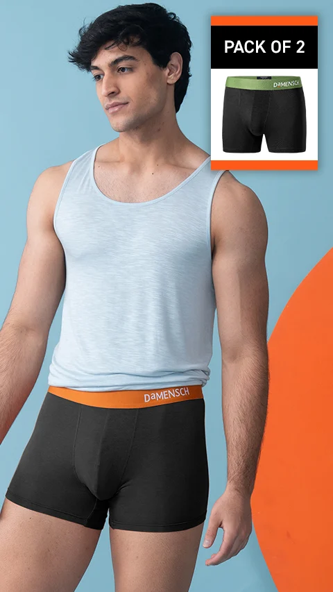 Value-Deal Deo-Soft Trunks - Flame Black, Moss Black