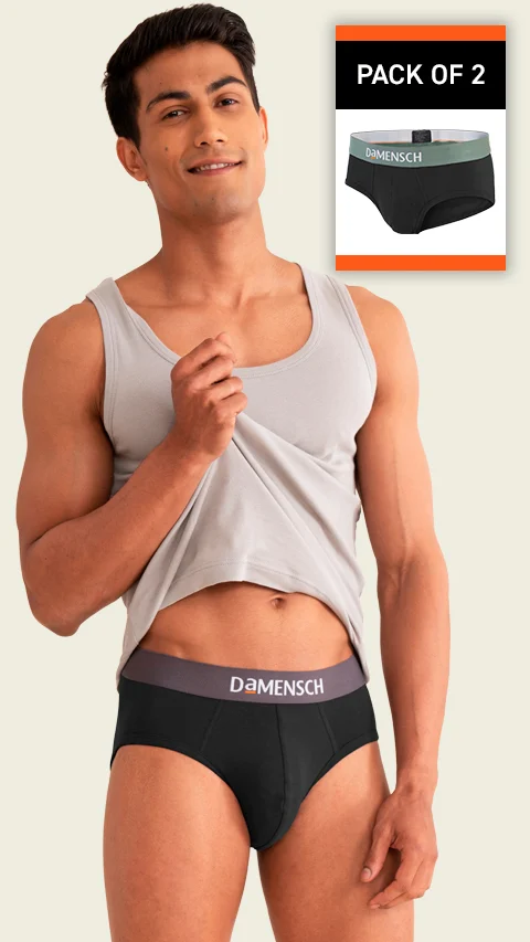 Value Deal Deo-Cotton Briefs- Hazy Black, Ivy Black