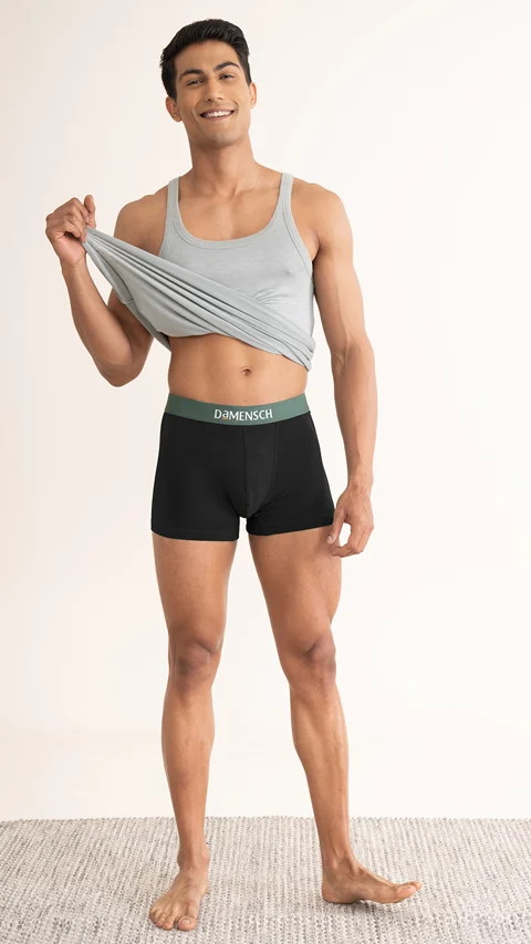 Value Deal Deo-Cotton Trunks- Hazy Black, Ivy Black