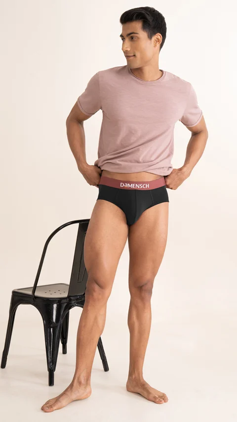 Value Deal Deo-Cotton Briefs- Ivy Black, Brick Black