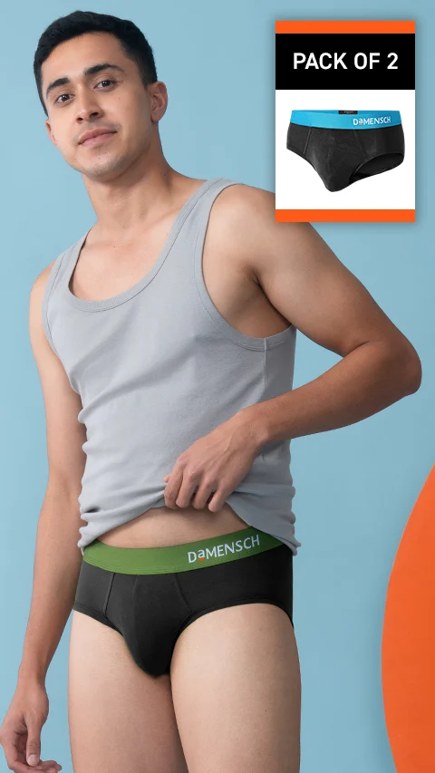 Value-Deal Deo-Soft Briefs - Moss Black, Ocean Black