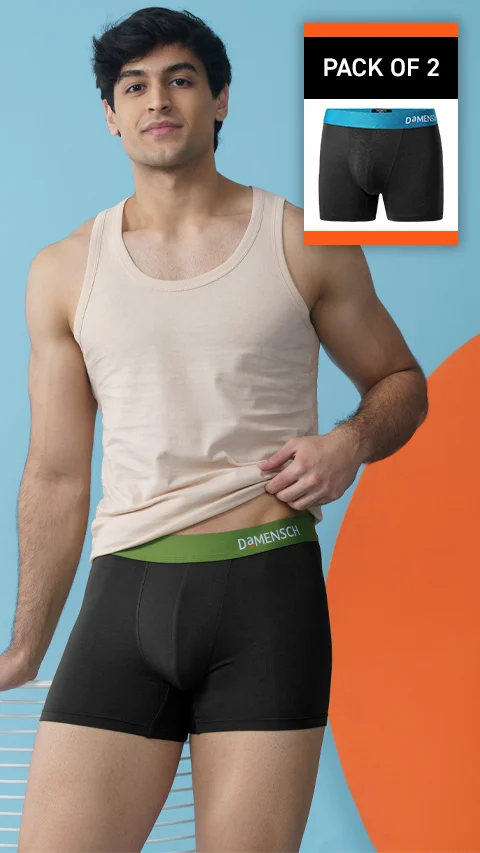 Value-Deal Deo-Soft Trunks - Moss Black, Ocean Black