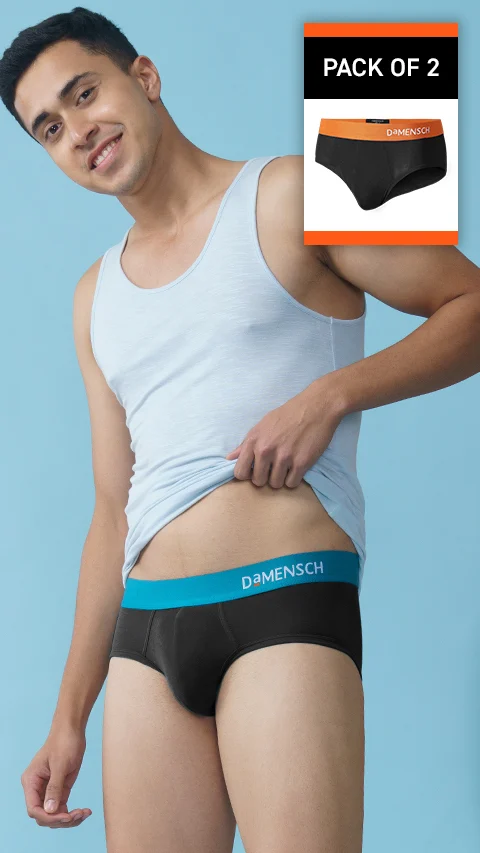 Value-Deal Deo-Soft Briefs - Ocean Black, Flame Black