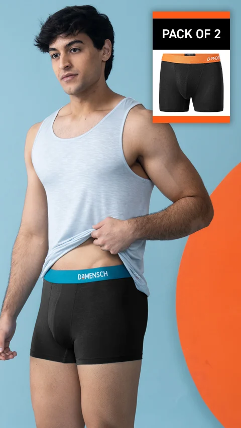 Value-Deal Deo-Soft Trunks - Ocean Black, Flame Black