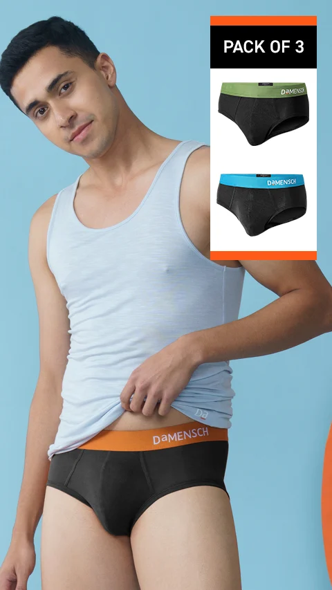 Value-Deal Deo-Soft Briefs - Flame Black, Moss Black, Ocean Black