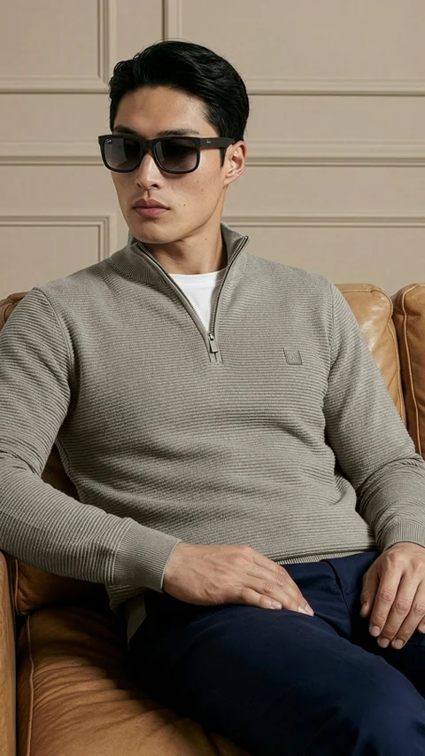 ReNEWd Ottoman Half-Zip Sweatshirts Cookie Beige