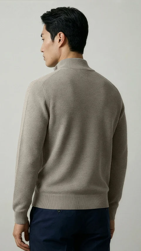 ReNEWd Ottoman Half-Zip Sweatshirts Cookie Beige