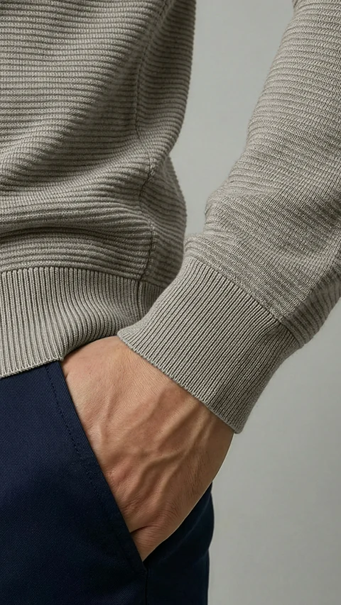 ReNEWd Ottoman Half-Zip Sweatshirts Cookie Beige