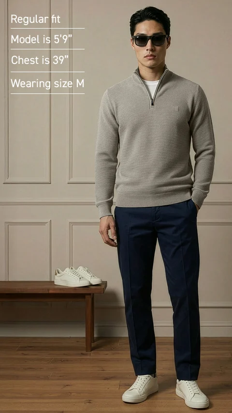 ReNEWd Ottoman Half-Zip Sweatshirts Cookie Beige