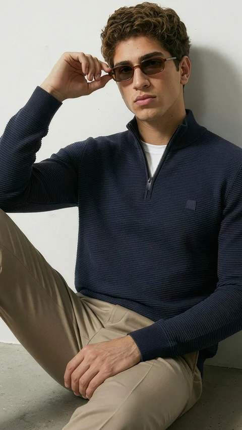 ReNEWd Ottoman Half-Zip Sweatshirts Nomad Navy