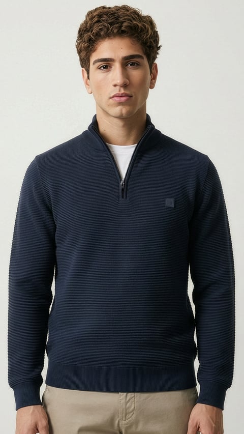 Damensch ReNEWd Ottoman Half-Zip Sweatshirts Nomad Navy | damensch