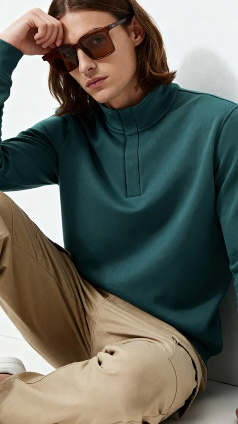 ReNEWd High-Neck Sweatshirts Marine Teal