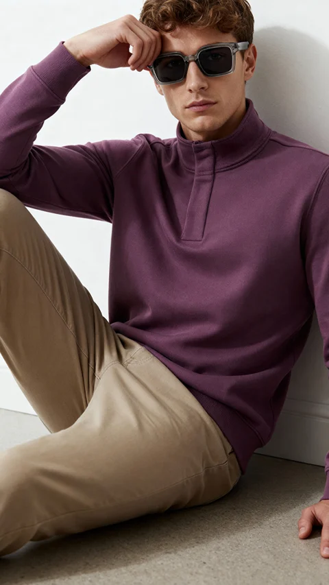 ReNEWd High-Neck Sweatshirts Misty Plum