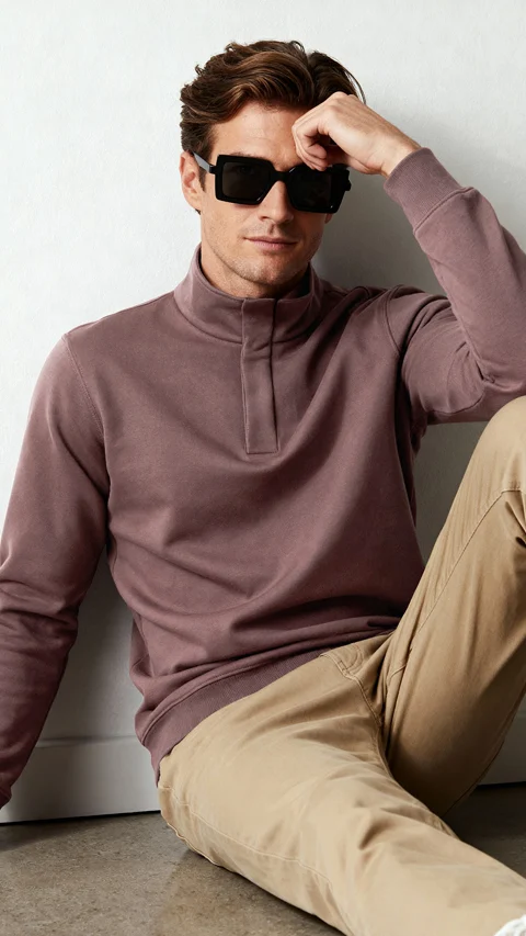 ReNEWd High-Neck Sweatshirts Stone Brown