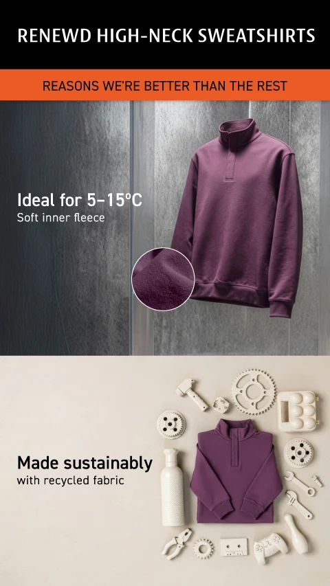 ReNEWd High-Neck Sweatshirts Stone Brown